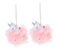 HOOTNEE Esponja de Baño Infantil en Forma de Unicornio 2 Unidades Esponja de Lufa Vegetal y Exfoliante para Bola de Ducha Rosa y Accesorios de Baño para Limpieza Corporal