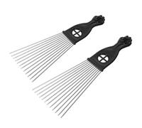 HOOTNEE Juego de 2 Peines de Acero Dientes Anchos y Pulidos, Peine Rastrillo para Cabello Grueso y Rizado, Peineta de Acero Inoxidable para Hombre, Uso Profesional y Salón en Casa