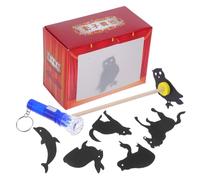 HOOTNEE Juego de Marionetas de Sombras Portátiles para Niños, Kit de Teatro de Sombras Chino DIY, Escenario de Marionetas Educativo de Bricolaje Linterna de Color Aleatorio, Creatividad