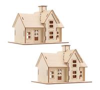 HOOTNEE Juego de Rompecabezas 3D de Casa de Madera DIY Modelo de Villa Pequeña Rústica de Madera Corte de Precisión Kit de Construcción Artesanal para Decoración y Actividad Familiar 2