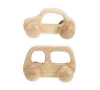HOOTNEE Juguete para Bebés Coche de Empuje de Madera 2 Piezas (Coche y Autobús) Bordes Redondeados, Resistente al Impacto, Adecuado para Desarrollo Sensorial y Habilidades Motoras Finas