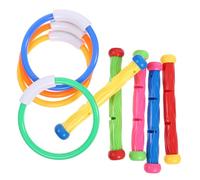 HOOTNEE Juguetes de Piscina para 3-12 Años, Set de Buceo 4 Anillos y 5 Palos, Resistentes al Agua Sol, Juego Educativo para Aprender a Nadar y Habilidades Subacuáticas, Adecuado