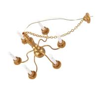 HOOTNEE Lámpara Colgante Miniatura Dorada Luz Blanca para Decoración de Casas de Muñecas, Adorno para Mesa de Arena y Materiales de Modelismo, Iluminación Pequeña para Ambiente Romántico