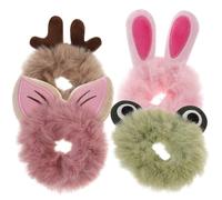 HOOTNEE Lazos Elásticos Cabello Peluche y Figuras de Animales, 4 Piezas para Niñas, Accesorios Suaves para Coletas y Trenzas en Ocasiones Obsequios y Día a Día