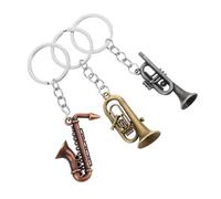 HOOTNEE Llavero de Saxofón Metálico Vintage 3 Piezas, Modelo Miniatura Musical en Metal, Llavero para Amante Música y Fiesta, Colgante Decorativo para Eventos y Karaoke