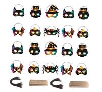 HOOTNEE Máscaras para Rascar DIY de Papel Arcoíris 28 Piezas, Juguete Fiestas de Halloween, Suministros Creativos para Manualidades y Disfraces Infantiles