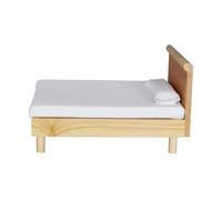HOOTNEE Mini Cama Doble de Madera Maciza Color Roble, Modelo Compacto para casa de muñecas, Accesorio de simulación Seguro y Realista para Juego Infantil
