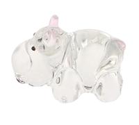 HOOTNEE Mini Figura de Hipopótamo de Cristal Transparente Rosa, Estatua Decorativa Coleccionable Pequeña para Oficina y Hogar, Adorno Funcional como Pisapapeles para Escritorio y Repisa