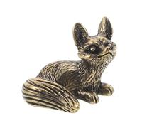 HOOTNEE Mini Fox Sculpture Brass Figurine Compact Vintage Fox Table Decor For Home Office Desktop Antique-Inspired Micro Landscape Ornament Unique Animal Party Favor and Christmas Accent
