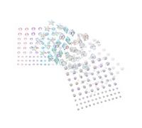 HOOTNEE Pegatinas de Gemas de Imitación para Rostro y Uñas, Juego de 5 Hojas Gemas Faciales Adhesivas en Formas de Corazón, Estrella y Perlas 2.3-4 Mm, Accesorios para Maquillaje