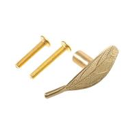 HOOTNEE Pomos y Tiradores de Latón Macizo con Diseño de Hoja, Tiradores Decorativos Vintage para Cajones y Armarios, Color Latón Natural, Tamaño Estándar, Ideales para Cocina, Dormitorio y