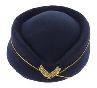 HOOTNEE Sombrero de Azafata de Disfraz Talla Única Color Azul Marino Material Imitación Lana Accesorio Decorativo para Cosplay y Fiestas Temáticas de Aerolíneas