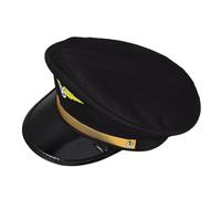 HOOTNEE sombrero de piloto gorras de piloto para hombre disfraz de piloto sombreros de piloto Accesorios para disfraces del piloto gorra de piloto de aerolínea cosplay el plastico Negro