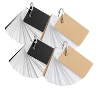 HOOTNEE Tarjetas Didácticas de Memoria para Estudiar 4 Piezas Anilla de Carpeta, Papel Kraft y Negro, Tamaño Bolsillo, Bloc de Notas Portátil para Papelería Escolar y Aprendizaje Diario