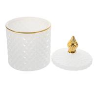 HOOTNEE Tarro Decorativo de Cristal Blanco con Tapa Dorada Frasco Pequeño Cilíndrico para Almacenar Joyas y Dulces Tarro Hermético Adecuado para Baño y Decoración del Hogar