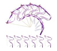 HOOTNEE Varitas de Estrella para Boda 24 Piezas Varitas de Hada con Campanas Cinta de Seda Morada y Detalles de Encaje Accesorio Ligero y Multifuncional para Fiestas y Celebraciones