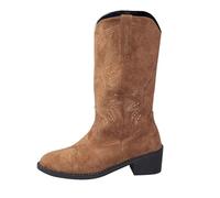 HOOUDO Botas Boxeo,Botas Mujer Negras Asta La Rodilla Elegantes Cómoda Empeine Botines Mujers Media Botines Mujers Invierno de Piel Serraje de Tacon Ancho Casual o de Fiesta