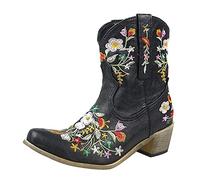 HOOUDO Botas Militares,Botas Boxeo Cómoda Elegante y Práctica Planas Calentar Piel Forro Cordones Botines Western Botines Senderismo Aire Libre Zapatos con Tacón Cuña Senderismo