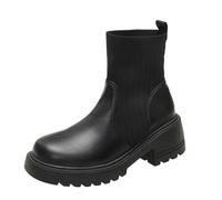 HOOUDO Botas Militares Mujer,Botas Moto Cómoda Moda Antideslizante Botines Empeine Botines Trekking Aire Libre Zapatos con Tacón Cuña Casual o de Fiesta