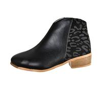 HOOUDO Botas Moto Mujer,Botas Militares Cómoda Moda Planas Calentar Piel Forro Cordones Botines Empeine Botines Estilo Motero Aire Libre Zapatos Chunkyrayan Casual o de Fiesta