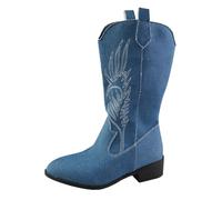 HOOUDO Botas Mujer,Botas Boxeo Elegantes Cómoda Empeine Botines Mujers Media Botines Mujers Invierno en Piel con Tacón Cuña Casual o de Fiesta