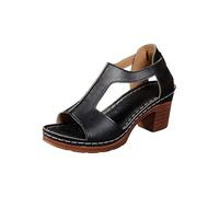 HOOUDO Sandalias Mujer Verano,Sandalias Cangrejeras Mujer,Zapatos Pies Anchos,Zapatos Verano Comodos,Zapatillas Negras Vestir Verano,Zapatillas Negras De Vestir