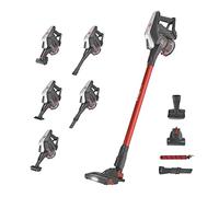 Hoover H-FREE 300 HF322AFP, Aspiradora escoba sin cable, Motor Direct Impulse, 12500 Pa, Cepillo mascotas y tapicería, Localizador de polvo, Carga rápida 2.5 h, 40 min, Batería extraíble,Rojo