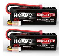 HOOVO 3S Lipo Batería 11,1 V 5200 mAh 80C Estuche Rígido Lipo Batería con Deans T Plug RC Batería para RC Coche Camión Heli Avión Rock Crawler Avión Helicóptero RC Coche Camión Barco (2 Paquetes)