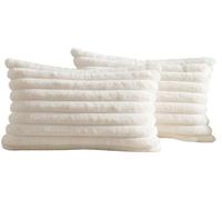 Hoowarm Fundas de Almohadas 30x50 40x40 45x45 50x50 60x60, Suave Felpa Rayas Sofa Fundas de Cojín, Pack 2 con Cremallera Decorativas Cubiertas Cojines para Hogar(A1,35x35cm(Set of 2))