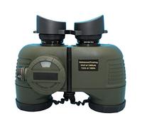 Hooway - Prismáticos marinos militares 7x50 HD impermeables con telémetro interno y brújula para observación de aves, navegación en barco y más (color verde militar)