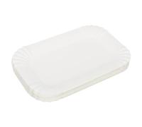 HOOWIFFY 100 Platos Desechables Rectangulares de Papel Blanco para Servir Pasteles y Postres, Ligeros Necesidad de Limpieza, Ideales para Picnic y Viajes