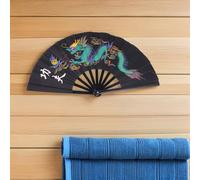 HOOWIFFY 2 Piezas Abanicos Plegables Kung Fu de Plástico con Dragón para Artes Marciales Danza y Bodas Ligeros y Resistentes para Práctica Tai Chi y Festivales