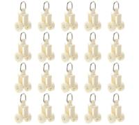 HOOWIFFY 20 Piezas Rueda de Cortina de Plástico Gancho Deslizador para Riel Recto, Accesorio Beige para Cortinas en Dormitorios y Restaurantes