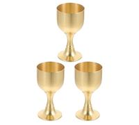 HOOWIFFY 3 Copas de Cáliz Pequeñas de Latón Dorado para Suministros Santa Comunión, Diseño Vintage Clásico, Fáciles de Limpiar, Ideales para Eventos de Iglesia y Comuniones