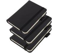 HOOWIFFY 3 Piezas Cuaderno Pequeño de Bolsillo A7 Negro de Papel y Pu, Portátil y Ligero, para Escritura Creativa y Libreta de Notas de Trabajo
