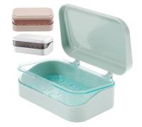 HOOWIFFY 3 Piezas Jaboneras Portátiles con Tapa Antigoteo Caja de Jabón de Abs Duradero para Baño Cocina y Viajes Soporte Compacto para Ducha y Camping Colores Azul Rosa y Blanco
