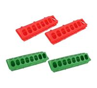 HOOWIFFY 4 Comederos para Pájaros Domésticos de Plástico, Comedero Profesional Antiderrames para Palomas y Pollitos, Accesorio para Alimentación en Corral, Pack 2 Rojo 2 Verde