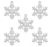 HOOWIFFY 5 Colgantes Navideños de Acero Inoxidable en Forma de Árbol de Navidad y Copo de Nieve para Collares de Mascotas, Fácil Instalación y Uso Versátil