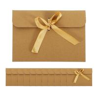 HOOWIFFY 50 Sobres Kraft Vintage para Tarjetas de Felicitación y Bendición Tamaño Estándar Lazo Dorado Bolsas de Embalaje Reutilizables para Cartas Invitaciones y Almacenamiento en