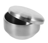 HOOWIFFY Bol de Afeitar de Acero Inoxidable con Tapa Protectora Cuenco Reutilizable para Jabón y Crema de Afeitar Diseño Moderno para Baño Fácil de Limpiar
