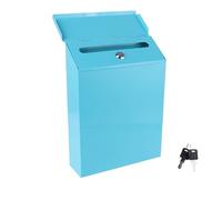 HOOWIFFY Buzón de Sugerencias Creativo de Hierro Azul Cerradura, Caja Correo Exterior Estilo Europeo para Uso en Casa Photo Prop
