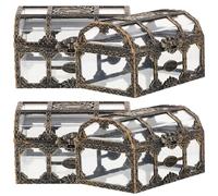 HOOWIFFY Caja de Dulces Vintage Estilo Cofre del Tesoro Pirata, 4 Piezas de Plástico Ligero para Shower y Festival, Adecuado para Guardar Pequeños Regalos