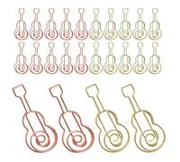 HOOWIFFY Clips de Papel Forma de Guitarra Metálicos, 40 Piezas en Color Dorado y Rosa Dorado, Clips para Marcar Páginas y Organizar Documentos, Accesorios Escolares Oficina