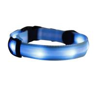HOOWIFFY Collar LED para Perros Ajustable 33-55 Cm, Nylon Azul Luz LED Intermitente de Seguridad Nocturna, Collar Luminoso para Mascotas con 3 Tipos de Luz, Adecuado para Paseos Nocturnos