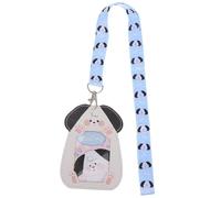 HOOWIFFY Cordón Kawaii con Porta Credenciales de Perro, Funda Transparente de Pu con Diseño de Animalito para Protección de Tarjetas en Escuela y Trabajo
