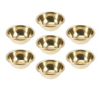 HOOWIFFY Cuenco de Adoración de Latón Decorativo para Meditación y Ofrendas, 7 Piezas Diseño Único y Acabado Liso sin Rebabas, Adecuado para Festivales y Templos