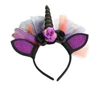 HOOWIFFY Diadema de Unicornio para Halloween Cuernos Únicos, Cómoda y Fácil de Poner, Hecha de Gasa y Esponja Adecuado para Fiestas y Uso Casual