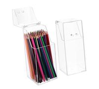 HOOWIFFY Estuche de Almacenamiento Acrílico Transparente 2 Piezas, Portalápices y Porta Brochas Cosméticas Tapa, Contenedor Organizador para Maquillaje y Escritorio, Uso Práctico y Ahorro