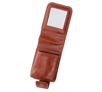 HOOWIFFY Estuche Organizador Compacto para Lápiz Labial con Espejo Incorporado de PU Marrón, Mini Caja Protectora para Pintalabios Adecuado para Viaje y Almacenamiento Organizado