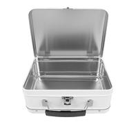 HOOWIFFY Fiambrera Bento de Hojalata con Tapa Abatible y Cerradura, Caja de Almuerzo Metálica Pequeña en Color Blanco 205x150x75 Mm, Contenedor Portátil para Picnic, Trabajo y Actividades